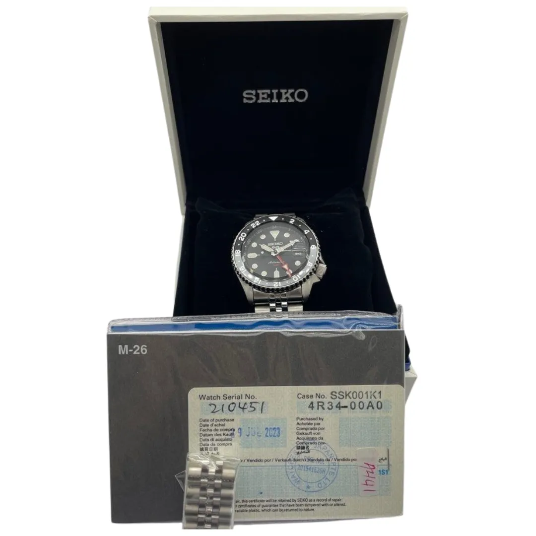 Seiko SSK001K1 42.5mm GMT Automatic Black Dial Watch