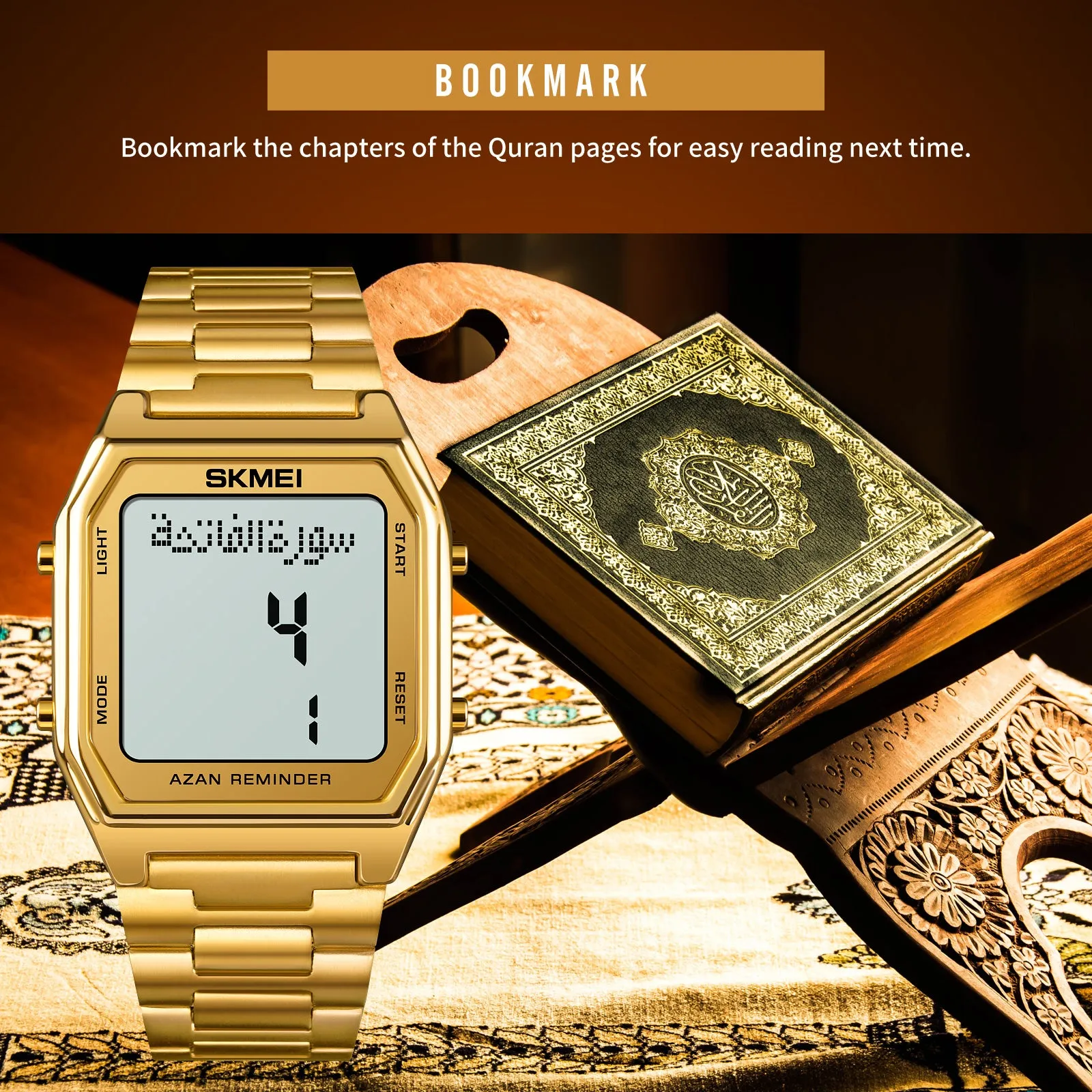 SKMEI AZAN & QIBLA WATCH 1763-GD
