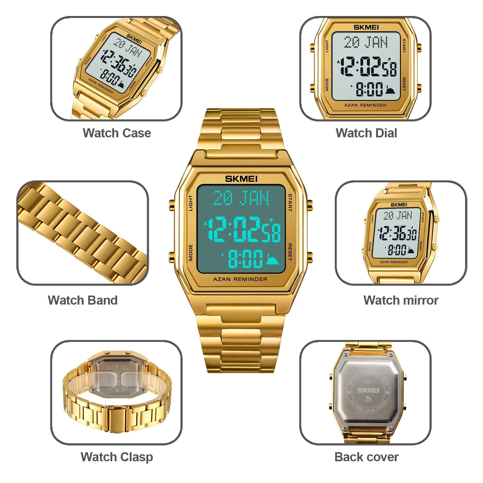 SKMEI AZAN & QIBLA WATCH 1763-GD