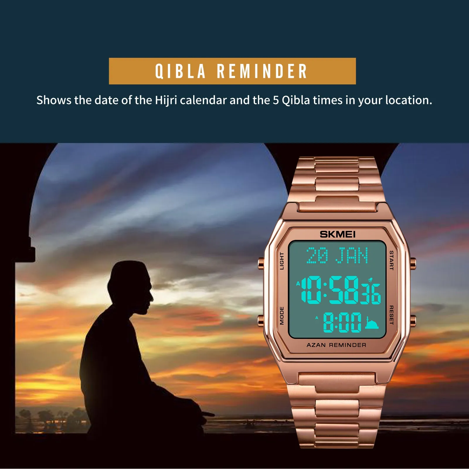 SKMEI AZAN & QIBLA WATCH 1763-GD