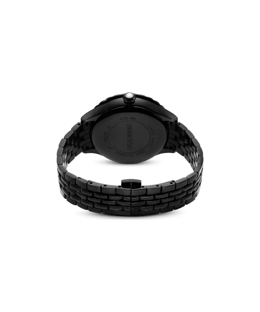 SWAROVSKI OCTEA MOON WATCH, SWISS MADE, MOON, METAL BRACELET, BLACK, BLACK FINISH