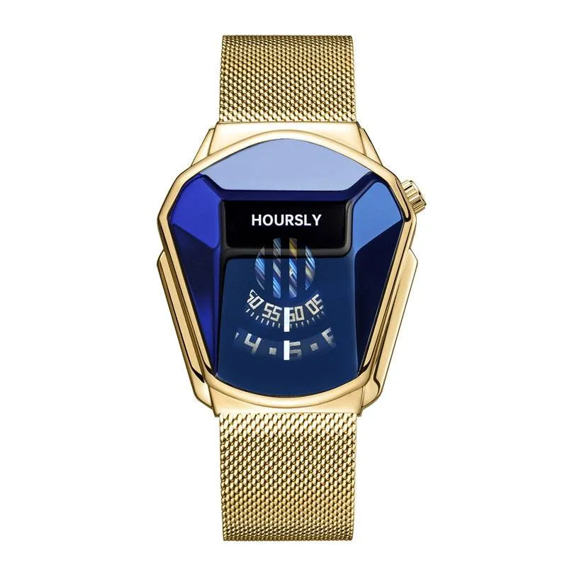 T-BOO Men Wrist Watches Golden Luxury Brand Trend Cool Stainless Steel Technology Fashion Quartz Watch Relogio Masculino