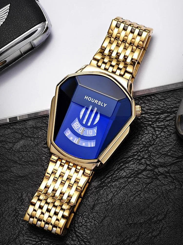 T-BOO Men Wrist Watches Golden Luxury Brand Trend Cool Stainless Steel Technology Fashion Quartz Watch Relogio Masculino