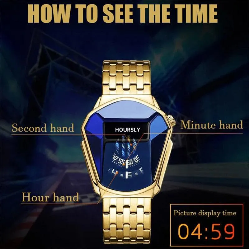 T-BOO Men Wrist Watches Golden Luxury Brand Trend Cool Stainless Steel Technology Fashion Quartz Watch Relogio Masculino