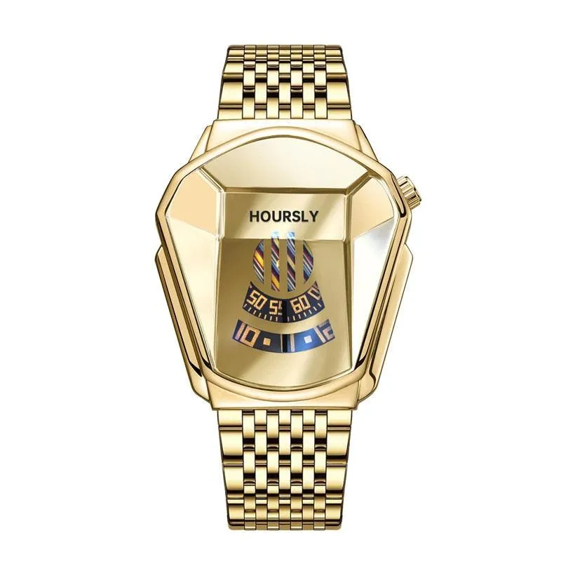 T-BOO Men Wrist Watches Golden Luxury Brand Trend Cool Stainless Steel Technology Fashion Quartz Watch Relogio Masculino