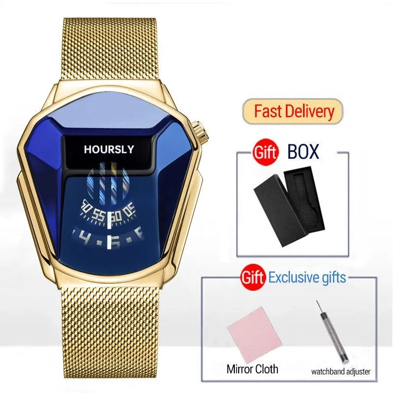 T-BOO Men Wrist Watches Golden Luxury Brand Trend Cool Stainless Steel Technology Fashion Quartz Watch Relogio Masculino