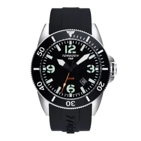 T43 Black Diver Sapphire | 44mm, Black Silicone Strap