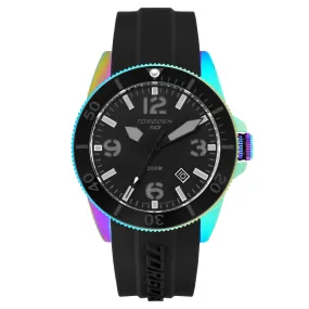 T43 Iridescent | 44mm, Black Silicone Strap