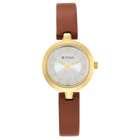 Titan Lagan Analog Men's Watch, Silver Dial Leather Strap Watch for Women, 2598YL03