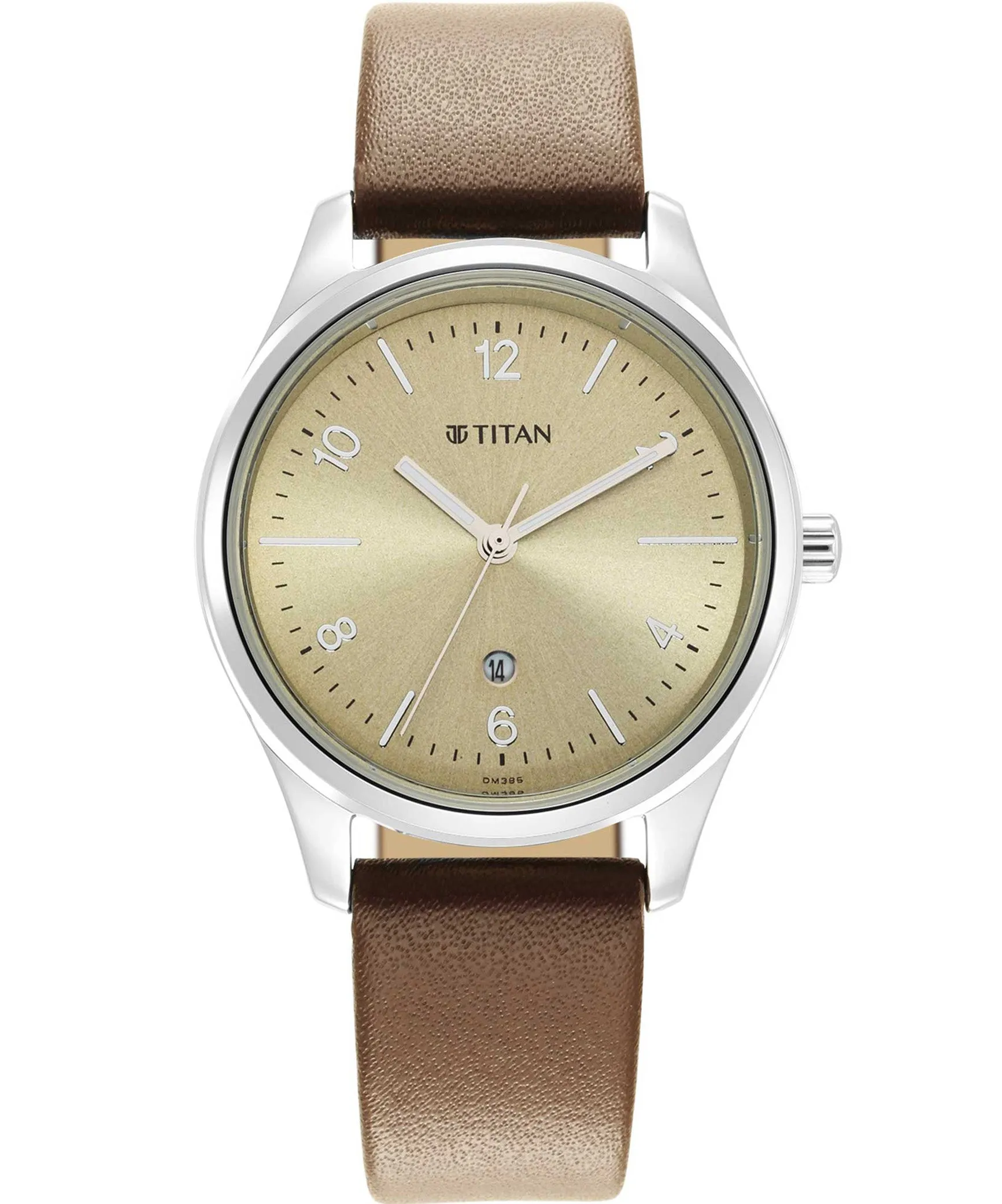 Titan Women's Watch Beige Dial Tan Leather Strap Watch, 2639SL10