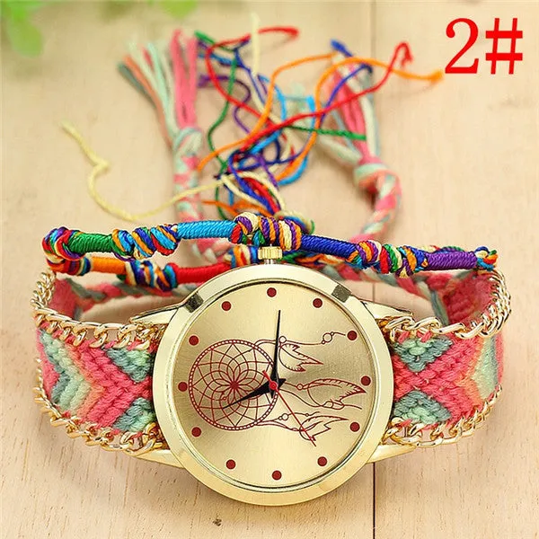 Vansvar Brand Handmade Braided Dreamcatcher Friendship Bracelet Watch Ladies Rope Watch Quarzt Watches relogio feminino 1468