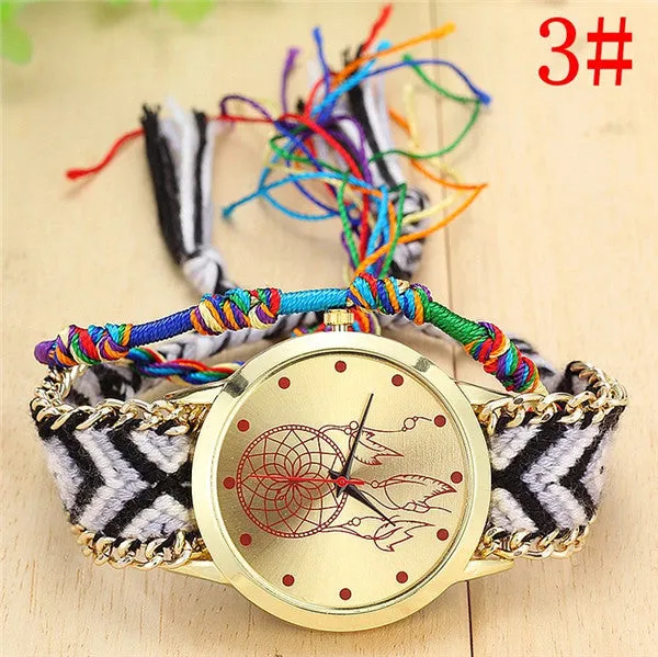 Vansvar Brand Handmade Braided Dreamcatcher Friendship Bracelet Watch Ladies Rope Watch Quarzt Watches relogio feminino 1468